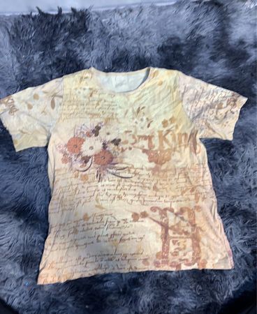 T-Shirt with Floral and Script Design