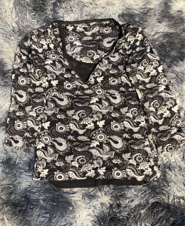 Black and White Paisley Pattern Skirt and Top Set