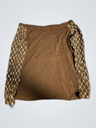 Brown Long-Sleeve Shirt with White Diamond Pattern