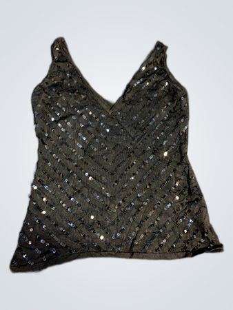 Black Sequined V-Neck Cami Top