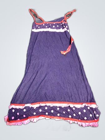 Purple Sleeveless Dress with Pink Polka Dots