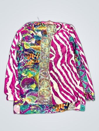 Unbranded Multicolor Patchwork Long Sleeve Blouse