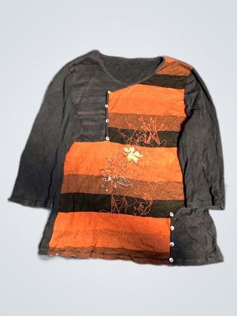 Black and Orange Striped Shirt
