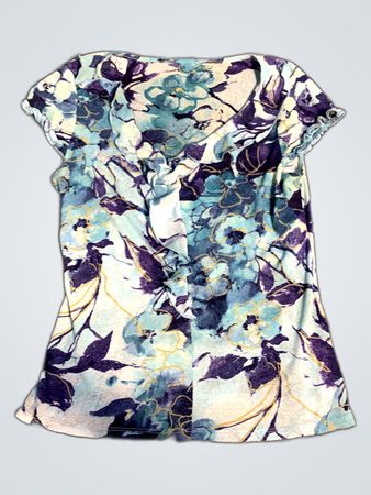 Blouse with Blue Floral Pattern