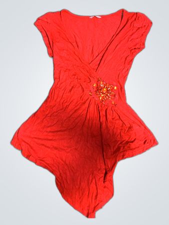 Red Bodysuit with Bejeweled Waist