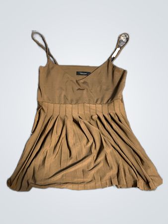 Vero Moda Brown Pleated Mini Dress