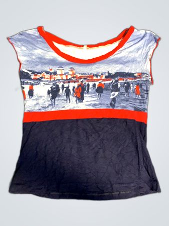 Blue and Red Sleeveless Top