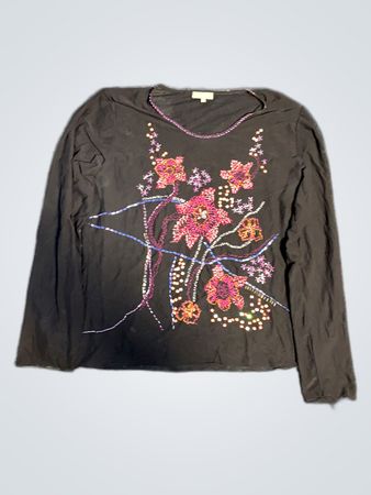 Black Floral Long Sleeve Shirt