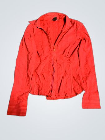 Red Long-Sleeve Button-Up Shirt
