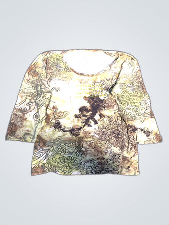 Blouse with Floral and Dragon Design
