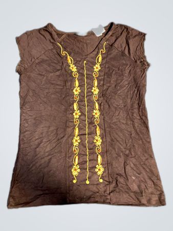 Brown Embellished Sleeveless Top