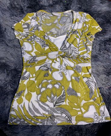 Yellow and Gray Floral Dress