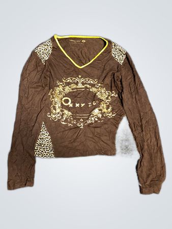 Oxxyzen Brown Long-Sleeve Top
