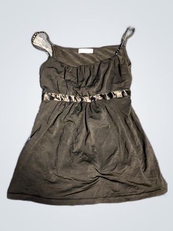 Gray Dress with Animal Print Belt