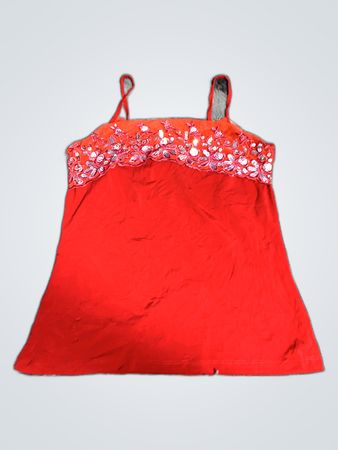 Red Tank Top with Sequined Top