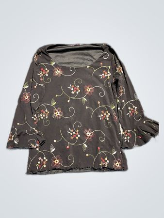 Black Floral Long Sleeve Top