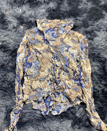 Blouse with Blue and Gold Paisley Pattern