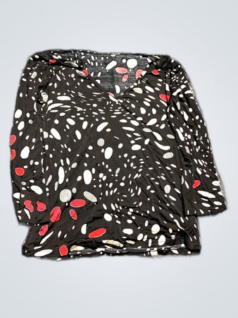 Black Long Sleeve Top with Red and White Polka Dots