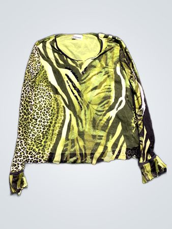 Green Animal Print Blouse