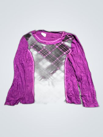 Purple Long-Sleeve Top with Plaid Accent