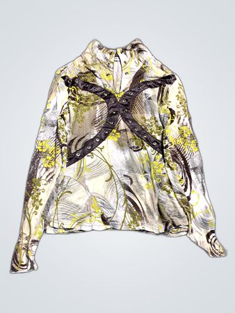 Blouse with Floral and Abstract Pattern