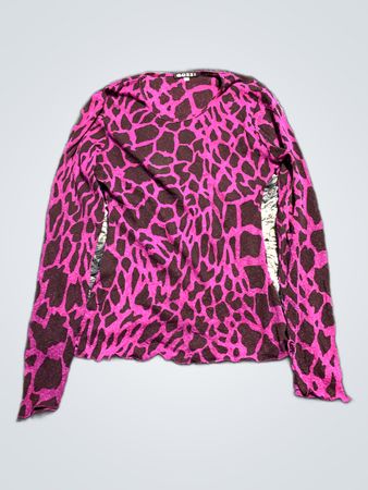Goozi Pink and Brown Animal Print Long Sleeve Top
