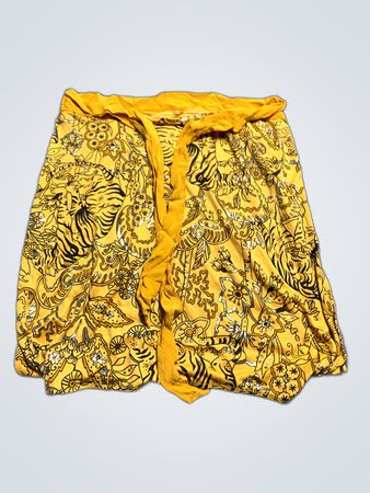 Yellow Skirt with Black and White Design