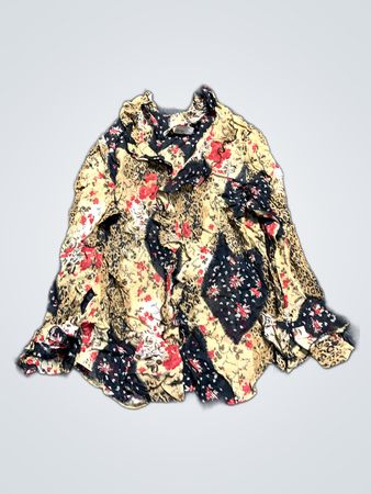 Printed Ruffle Long Sleeve Blouse