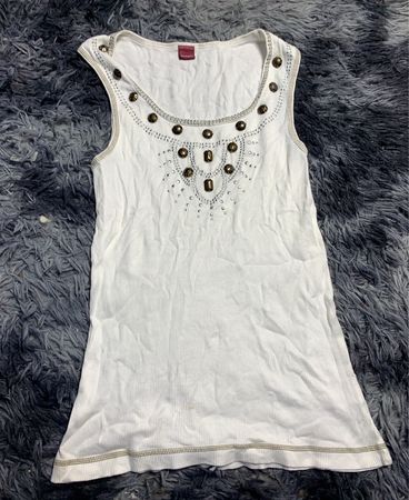 Calvin Klein White Embellished Tank Top