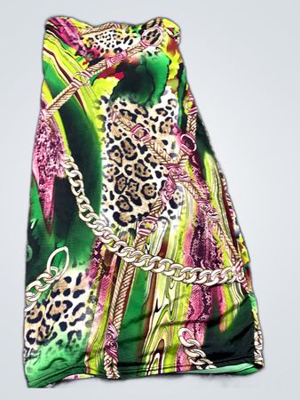 Green and Pink Animal Print Dress