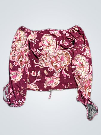 Maroon Floral Off-the-Shoulder Top