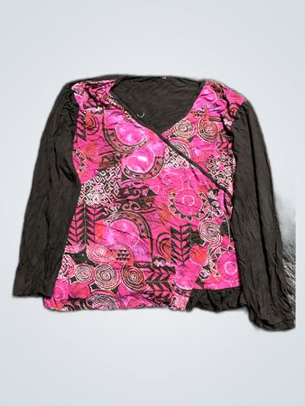Pink and Black Long-Sleeve Top