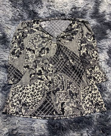 Black and White Patterned Blouse