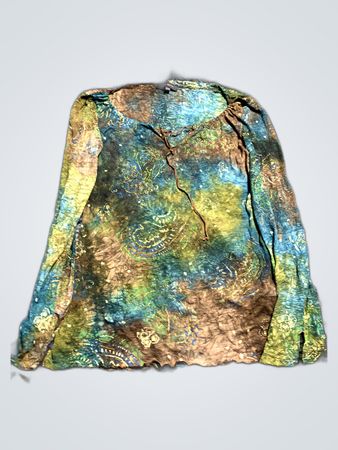 Blouse with Green, Blue and Brown Pattern