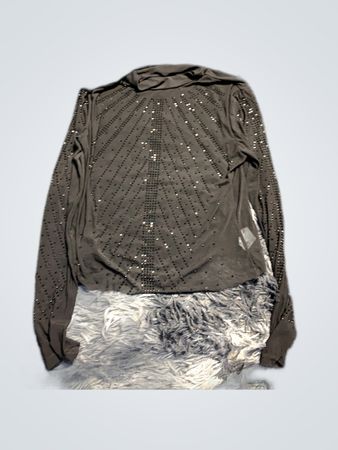 Black Long Sleeve Top with Rhinestones