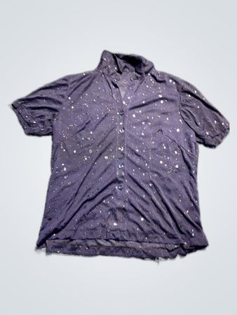 Purple Short-Sleeve Shirt with White Speckles
