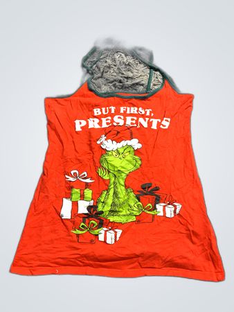 Grinch-themed red tank top