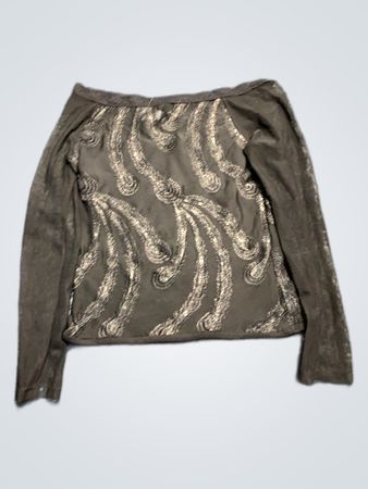 Gray Long Sleeve Top with Silver Pattern