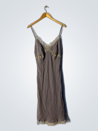Gray Lace Trim Slip Dress