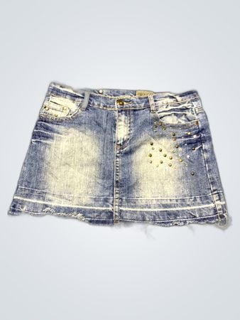 Denim Skirt with Rhinestones