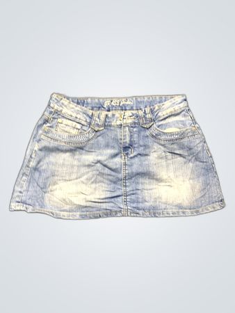 Light Blue Denim Skirt with Embellishments