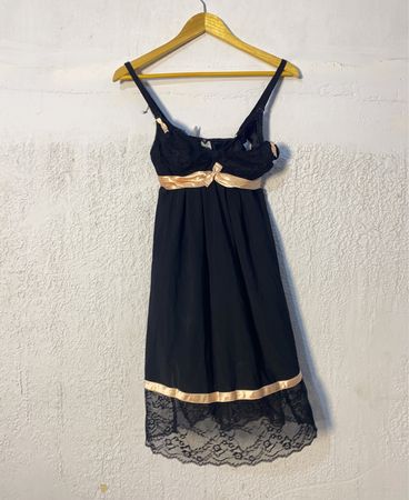 Black Nightgown with Gold Trim