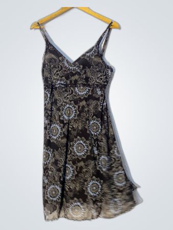 Black and Gold Floral Pattern Dress