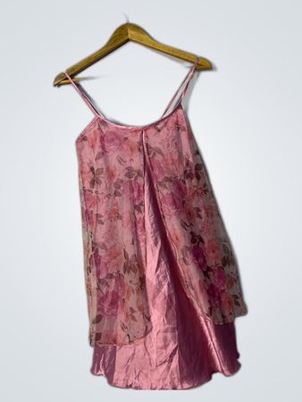 Pink Floral Sheer Spaghetti Strap Dress