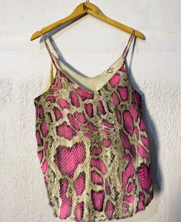 Pink and Beige Animal Print Tank Top