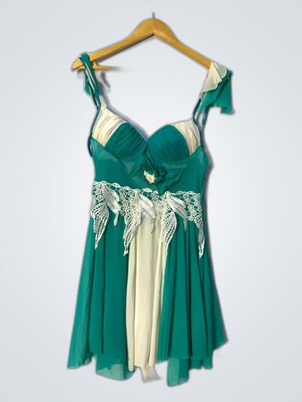 Green and White Dress