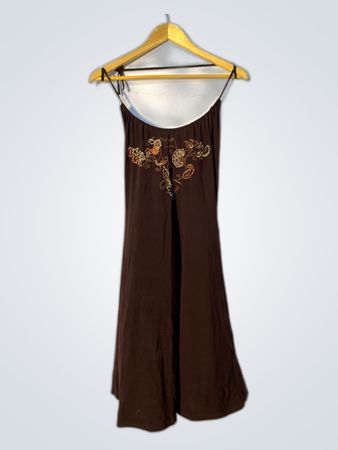 Brown Embroidered Dress