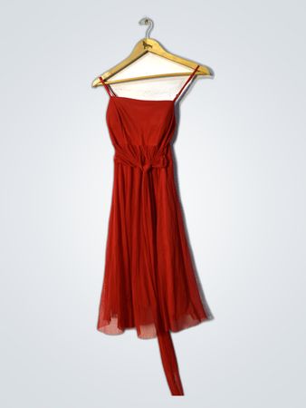 Unbranded Red Chiffon Tie-Waist Dress
