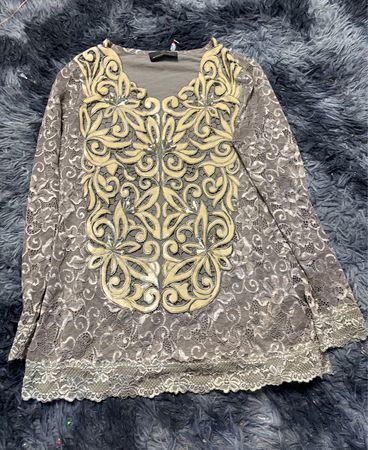 Lace Top with Gold Embellishment