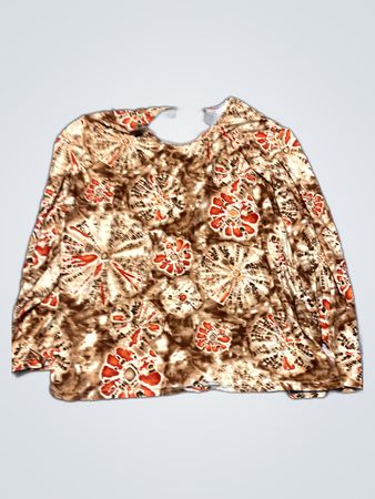 Brown and Orange Tie-Dye Long-Sleeve Shirt